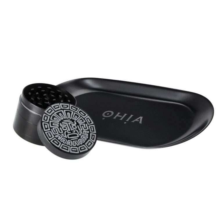 OHIA Alu Grinder Schwarz Maya Edition 4tlg. mit Rolling Tray