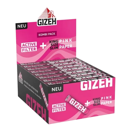GIZEH PINK Papers KSS + Aktivkohle Filter Box