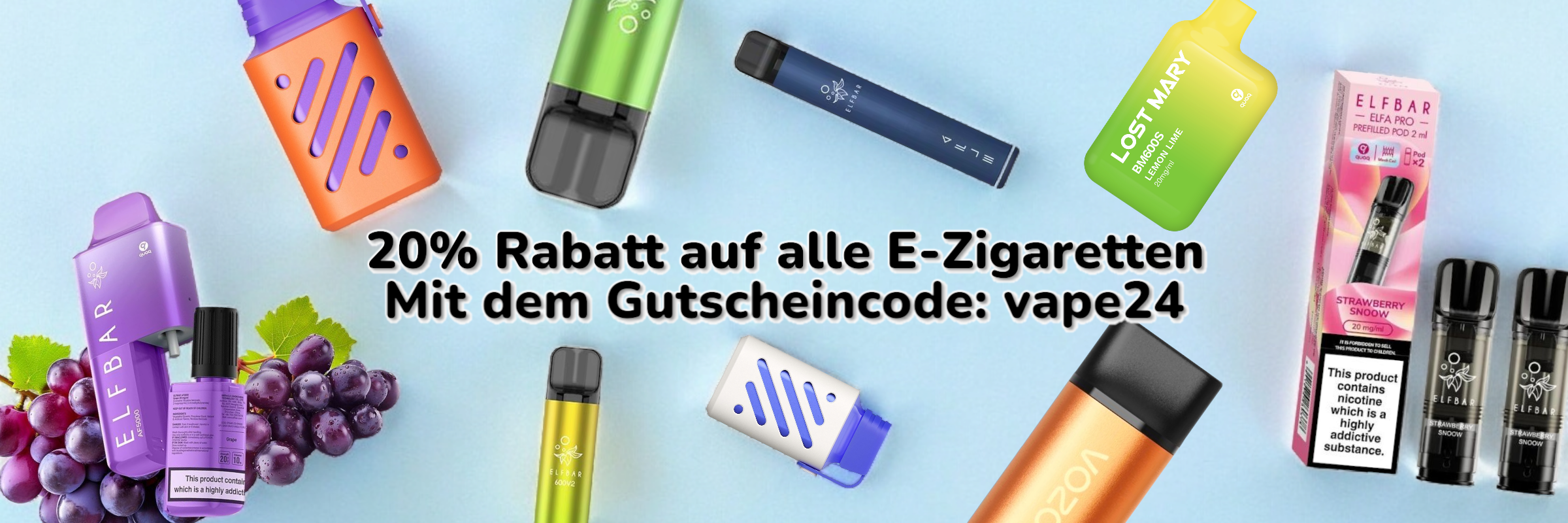 20% Rabatt auf Vapes und E-Zigaretten