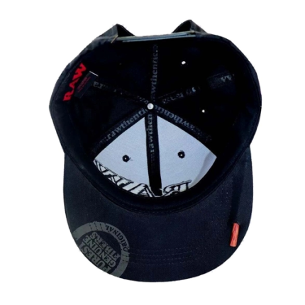 RAW Flat Bill Snap Back Hat Black
