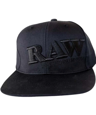 RAW Flat Bill Snap Back Hat Black