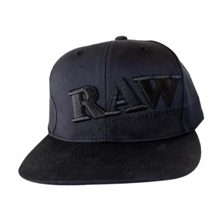 RAW Flat Bill Snap Back Hat Black
