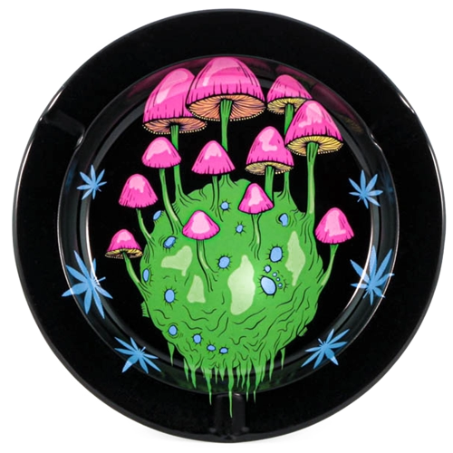 Metal Tin Ashtray - Mushrooms