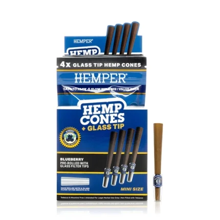 Hemper Hemp Cones Blueberry + Glass Tips Mini (4 Stück)