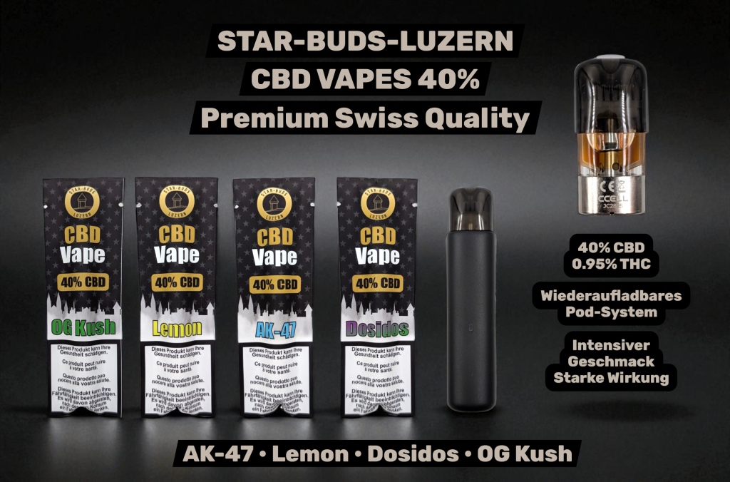 CBD Pod System Schweiz: 40% Vape ohne PG & VG | Star-Buds-Luzern